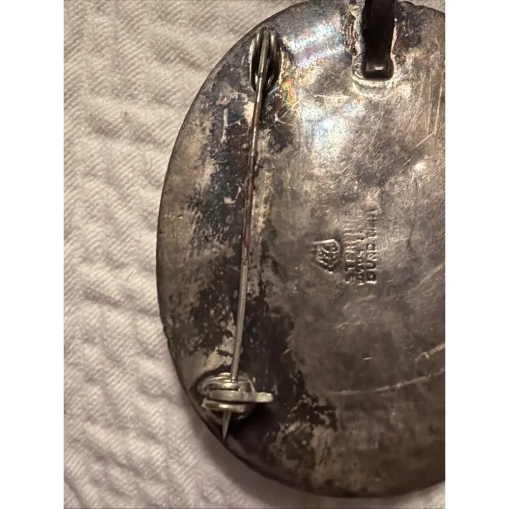 VINTAGE STERLING SILVER PIN‎ OR PENDANT-TURQUOISE